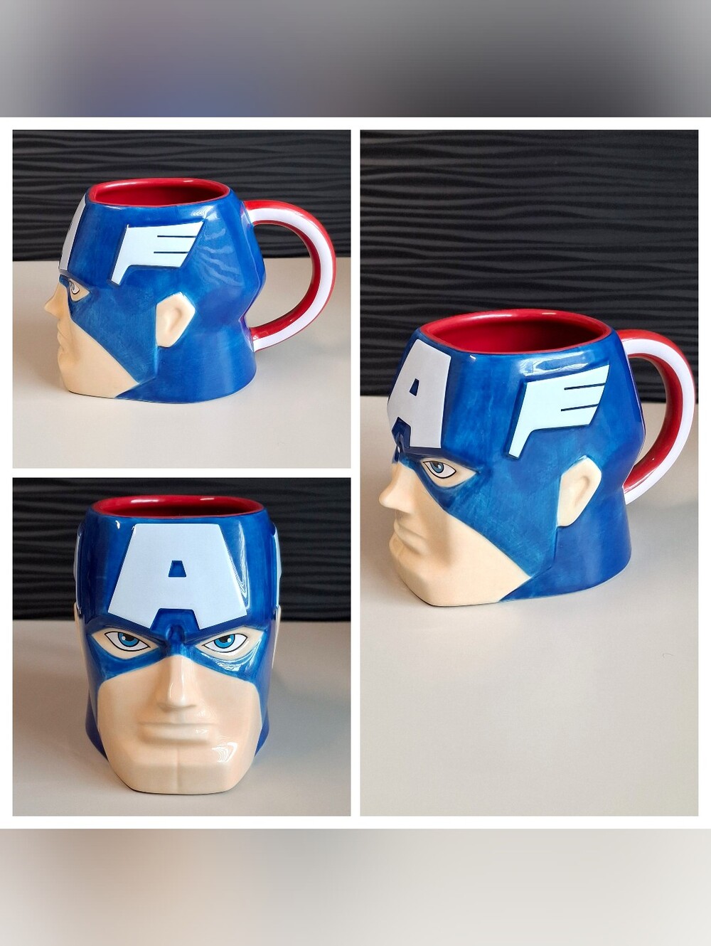 DISNEY STORE Sculptured Captain America Ceramic Coffee Mug Cup Marvel